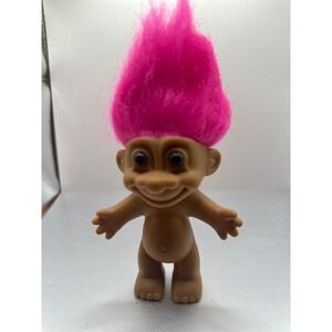 Vintage Russ Berrie Troll Doll Neon Pink Hair Collectible Vinyl Figure 90s Toy